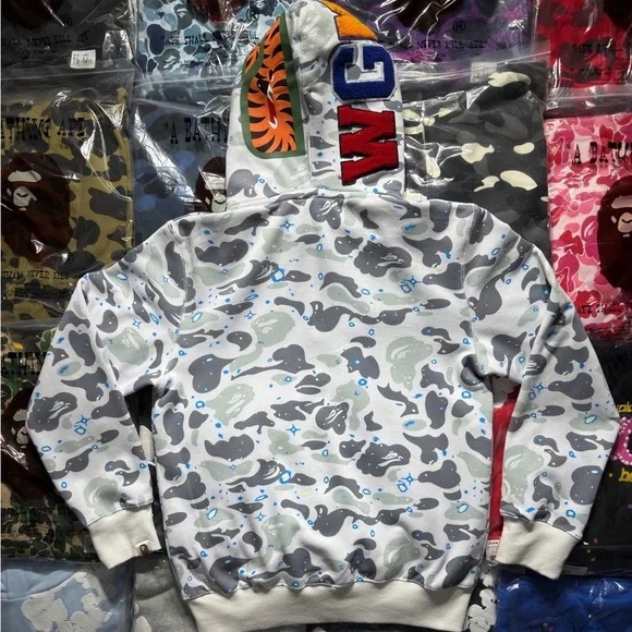 BAPE ABC Camo Double Shark Full Zip Hoodie 'White’ - Picture 4 of 9